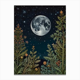 Moon In The Night Style William Morris Canvas Print