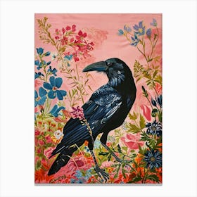 Floral Animal Painting Crow 3 Canvas Print