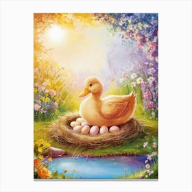 Duck In The Nest Canvas Print