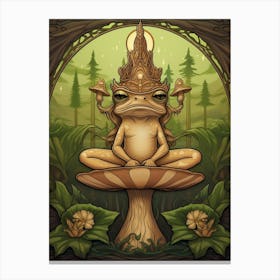 Wood Frog On A Throne Storybook Style 5 Canvas Print