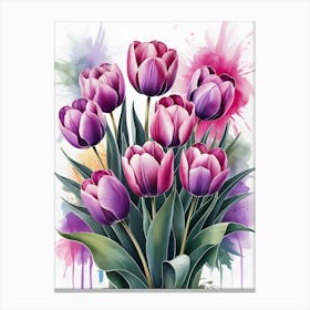 Watercolor Tulips 2 Canvas Print