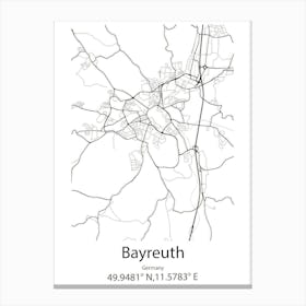 Bayreuth,Germany Minimalist Map Canvas Print