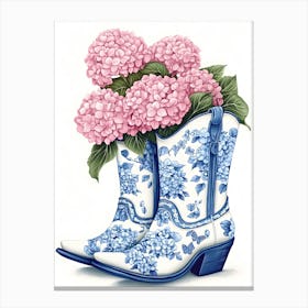 Blue And White Cowboy Boots Canvas Print