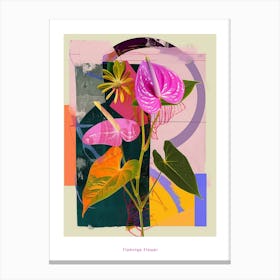 Flamingo Flower (Anthurium) 3 Neon Flower Collage Poster Canvas Print