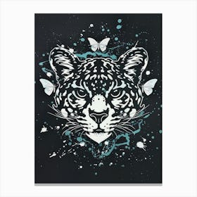 Leopard With Butterflies Canvas Print