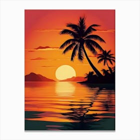 Sunset With Palm Trees 4 Canvas Print