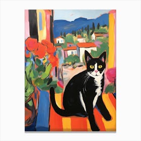 Painting Of A Cat In Cortona Italy 1 Canvas Print