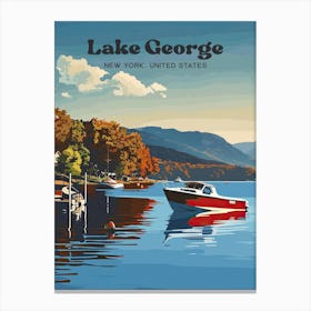 Lake George Retro Digital Travel Art Canvas Print