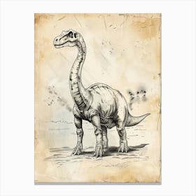 Camarasaurus Dinosaur Black Ink Illustration 2 Canvas Print
