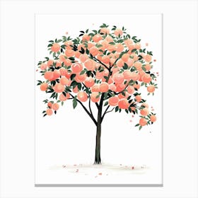 Peach Tree Pixel Illustration 4 Canvas Print