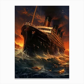 Titanic Sinking Ship Illustration 3 Canvas Print