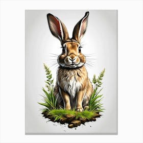 Rabbit In Grass Canvas Print