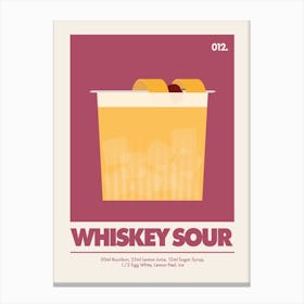 Whiskey Sour, Cocktail Print (Maroon) Canvas Print