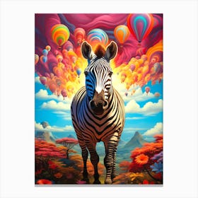 Zebra With Balloons Canvas Print