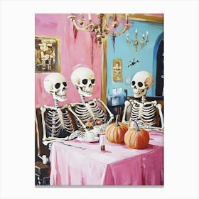 Skeletons At The Table 3 Canvas Print