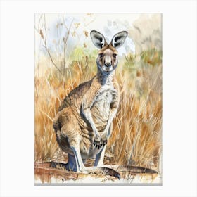 Kangaroo Pastel Watercolour 1 Canvas Print