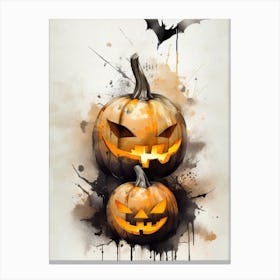 Getaucht in Schatten, erwacht zum Gruseln: Kürbis-Kunstwerk für Halloween Canvas Print