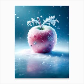 A Red Apple with the reflection on the semi gloss, winter theme Canvas Print