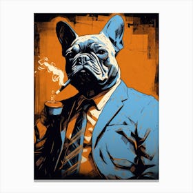 French Bulldog Smoking A Cigarette Canvas Print