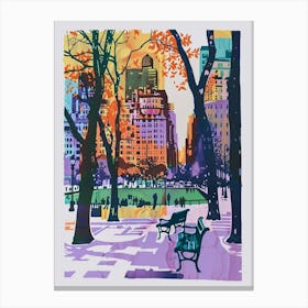 Washington Square Park New York Colourful Silkscreen Illustration 1 Canvas Print