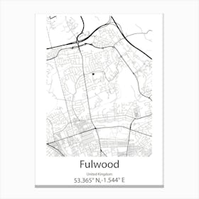 Fulwood,United Kingdom Minimalist Map Canvas Print