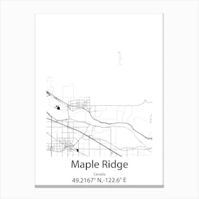 Maple Ridge,Canada Minimalist Map Canvas Print