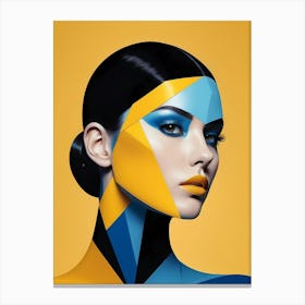 Geometric Woman Portrait Pop Art Fashion Yellow (4) Canvas Print