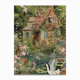 Monet Pond Fairies Scrapbook Collage 5 Canvas Print
