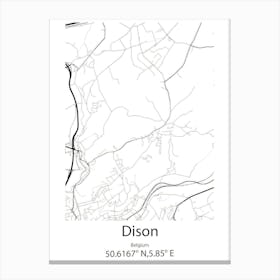 Dison,Belgium Minimalist Map Canvas Print