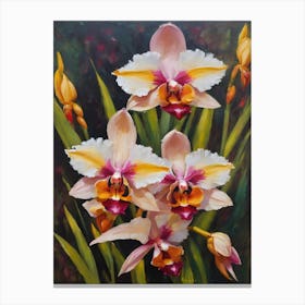 Phaius Orchids Oil Painting 2 Canvas Print