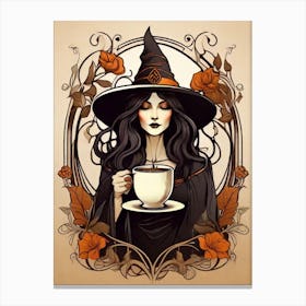 Witch With A Cup Of Coffee 1 Canvas Print