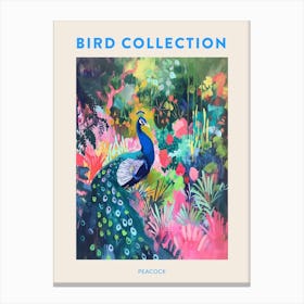 Peacock Pink & Blue Brushstroke Poster Canvas Print