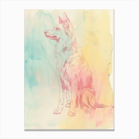 Pastel Beauceron Dog Pastel Line Illustration  1 Canvas Print