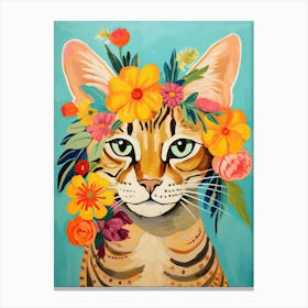Ocicat Cat With A Flower Crown Painting Matisse Style 4 Canvas Print