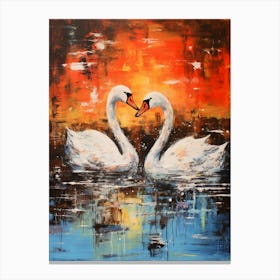 Swans Abstract Expressionism 2 Canvas Print