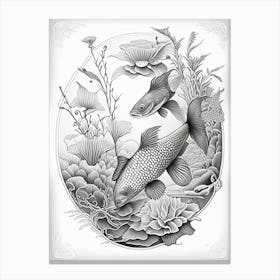 Kin Kikokuryu Koi Fish Haeckel Style Illustastration Canvas Print