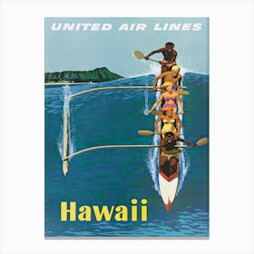 Hawaii Outrigger Vintage Travel Poster Canvas Print