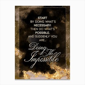 Doing The Impossible Gold Star Space Motivational Quote Canvas Print