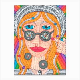 Rainbow Hippy Girl Canvas Print