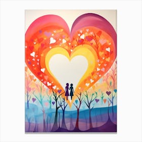 Rainbow Swirl Heart Sunset Silhouette 4 Canvas Print