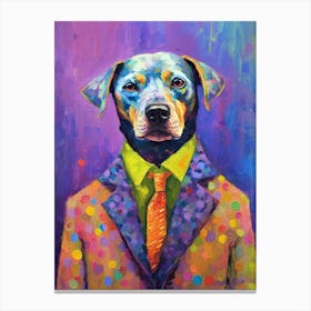 Furry Fashionista; Oil Brushed Dog Elegance Canvas Print