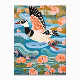 Maximalist Bird Painting Bufflehead 2 Canvas Print