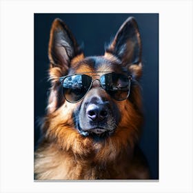 German Shepherd Dog In Sunglasses.Generated AI. Wall Art Print Canvas Print