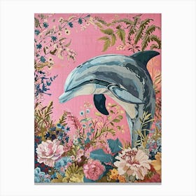Floral Animal Painting Dolphin 1 Canvas Print