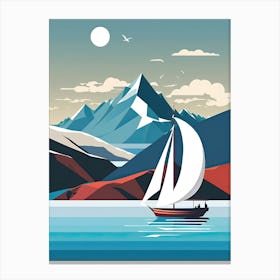 Sailboat In The Mountains Canvas Print