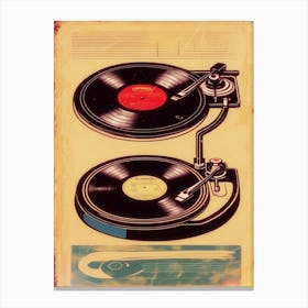 Record Turntable Vintage Scratched Retro 70s 1 Canvas Print