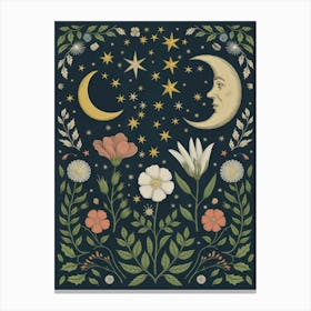 Moon And Flowers Canvas Print