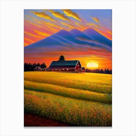 Sunset At The Farm By Person 1 Canvas Print