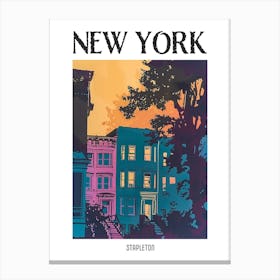 Stapleton New York Colourful Silkscreen Illustration 1 Poster Canvas Print