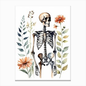 Floral Skeleton Watercolor Painting (15) Canvas Print